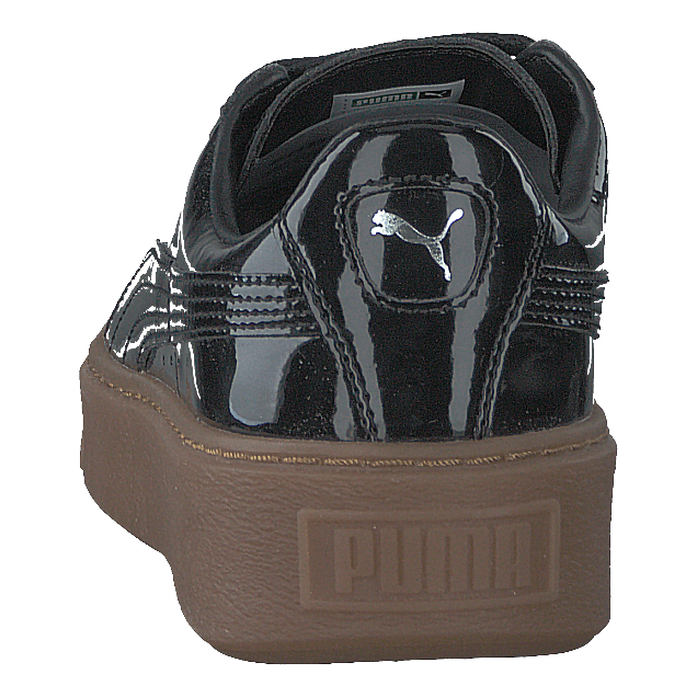 Basket Platform Patent Sneaker Black