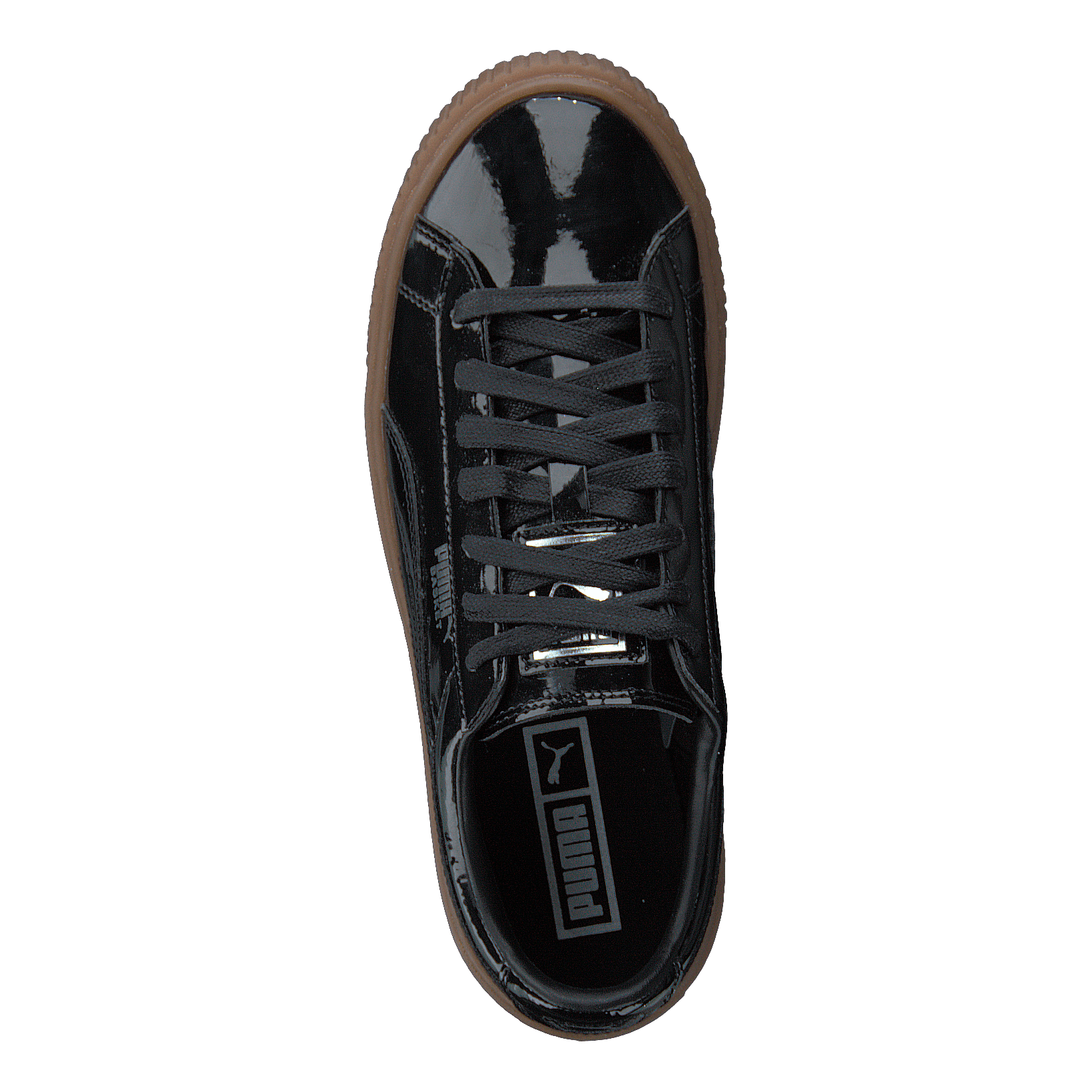 Basket Platform Patent Sneaker Black