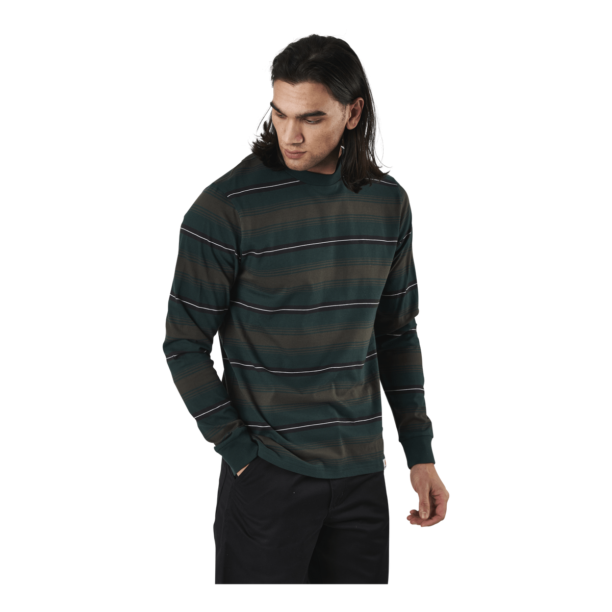 L/s Buren T-shirt Buren Stripe, Bottle Green