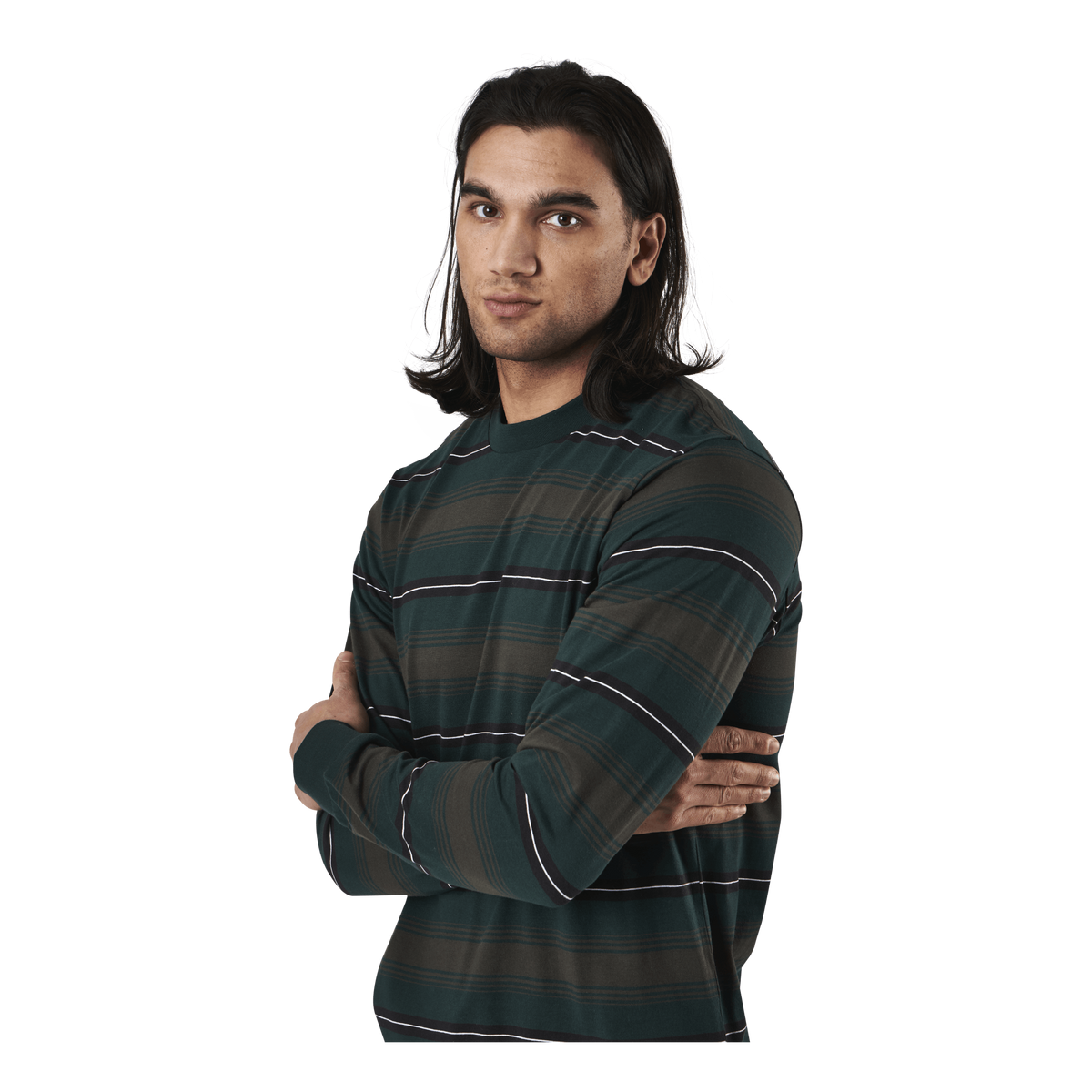 L/s Buren T-shirt Buren Stripe, Bottle Green