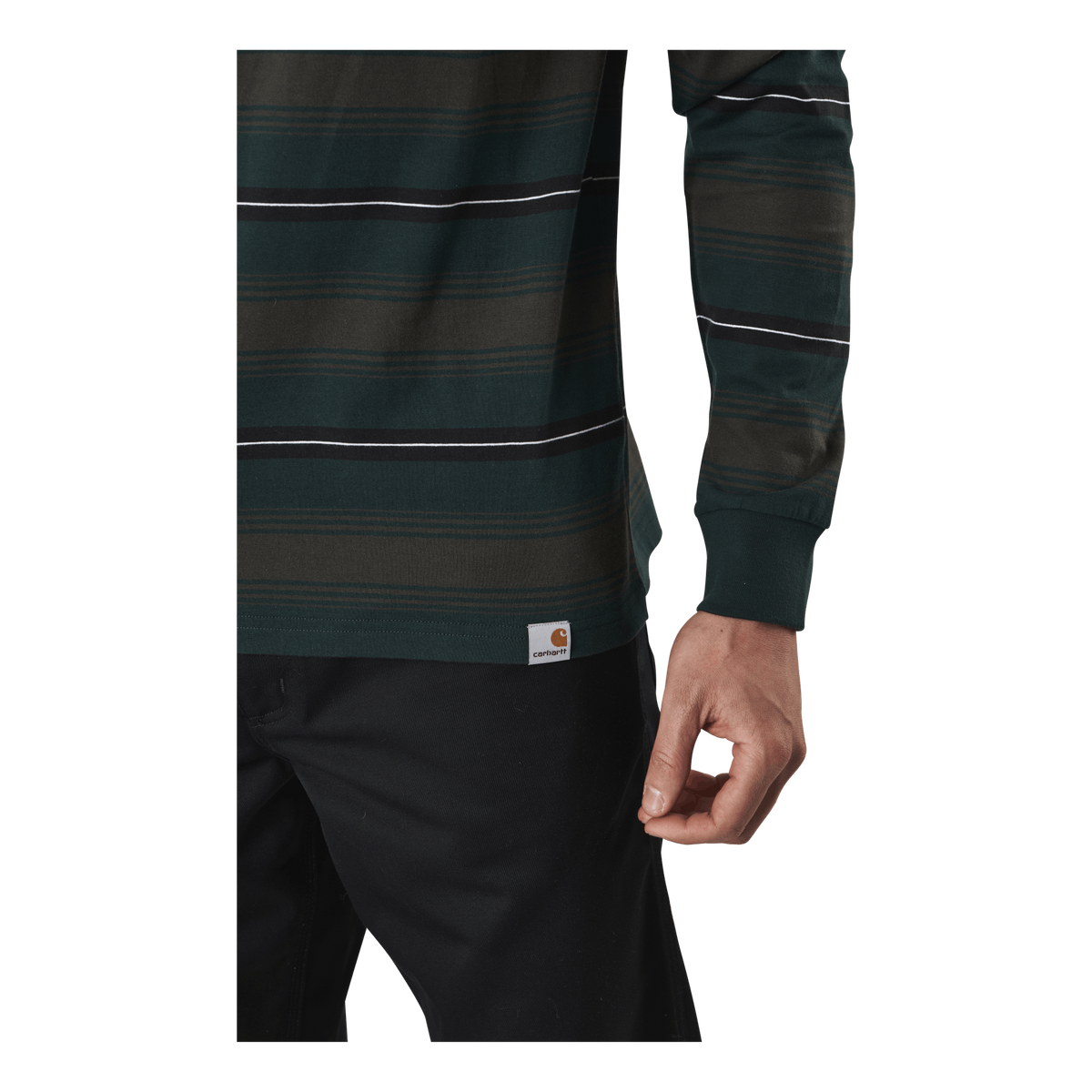 L/s Buren T-shirt Buren Stripe, Bottle Green