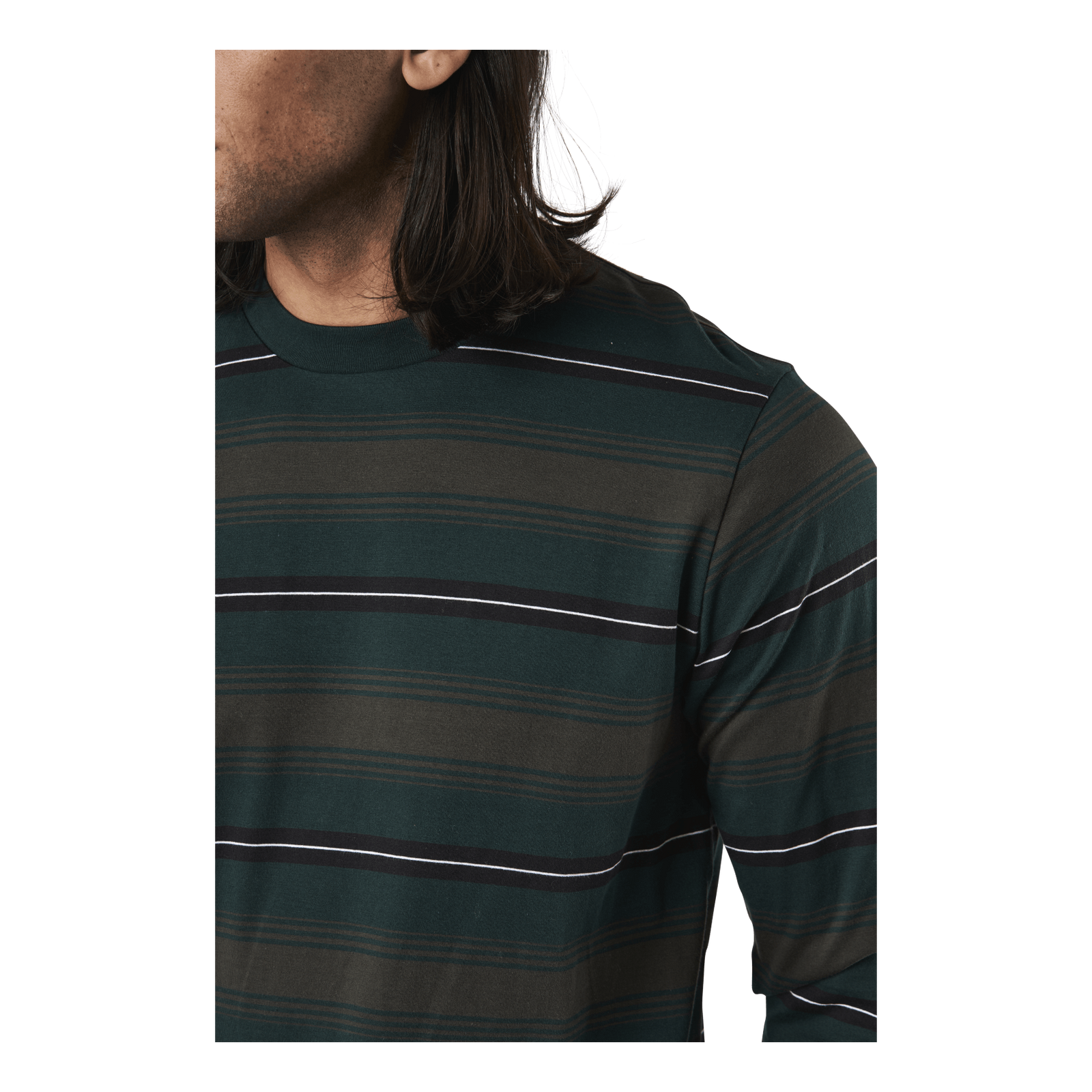 L/s Buren T-shirt Buren Stripe, Bottle Green