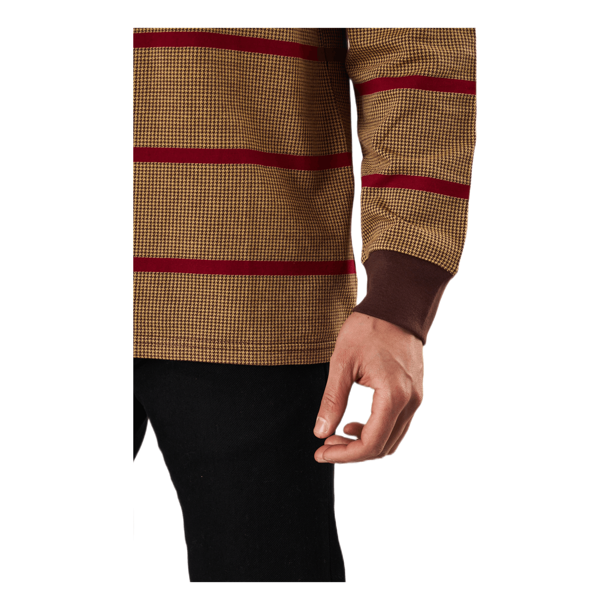 Houndstooth Stripe L/s Knit Deep Mahogany