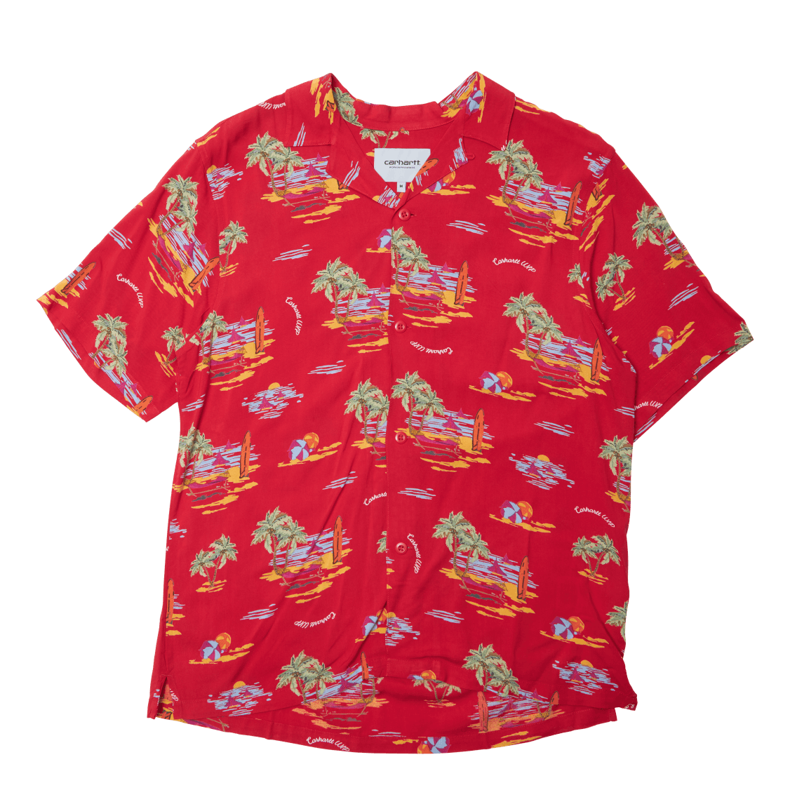 S/s Beach Shirt Beach Print, Etna Red /---