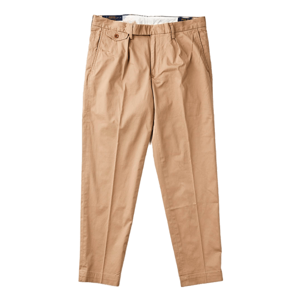 Stretch Slim Tapered Fit Pleated Pant Khaki