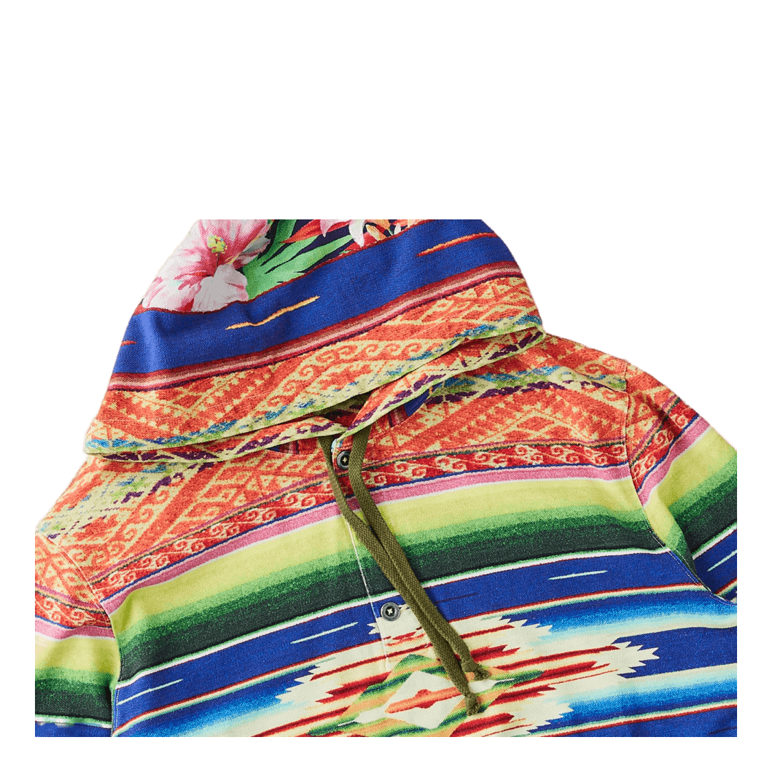 Serape-Print Mesh Hoodie Blue Mu