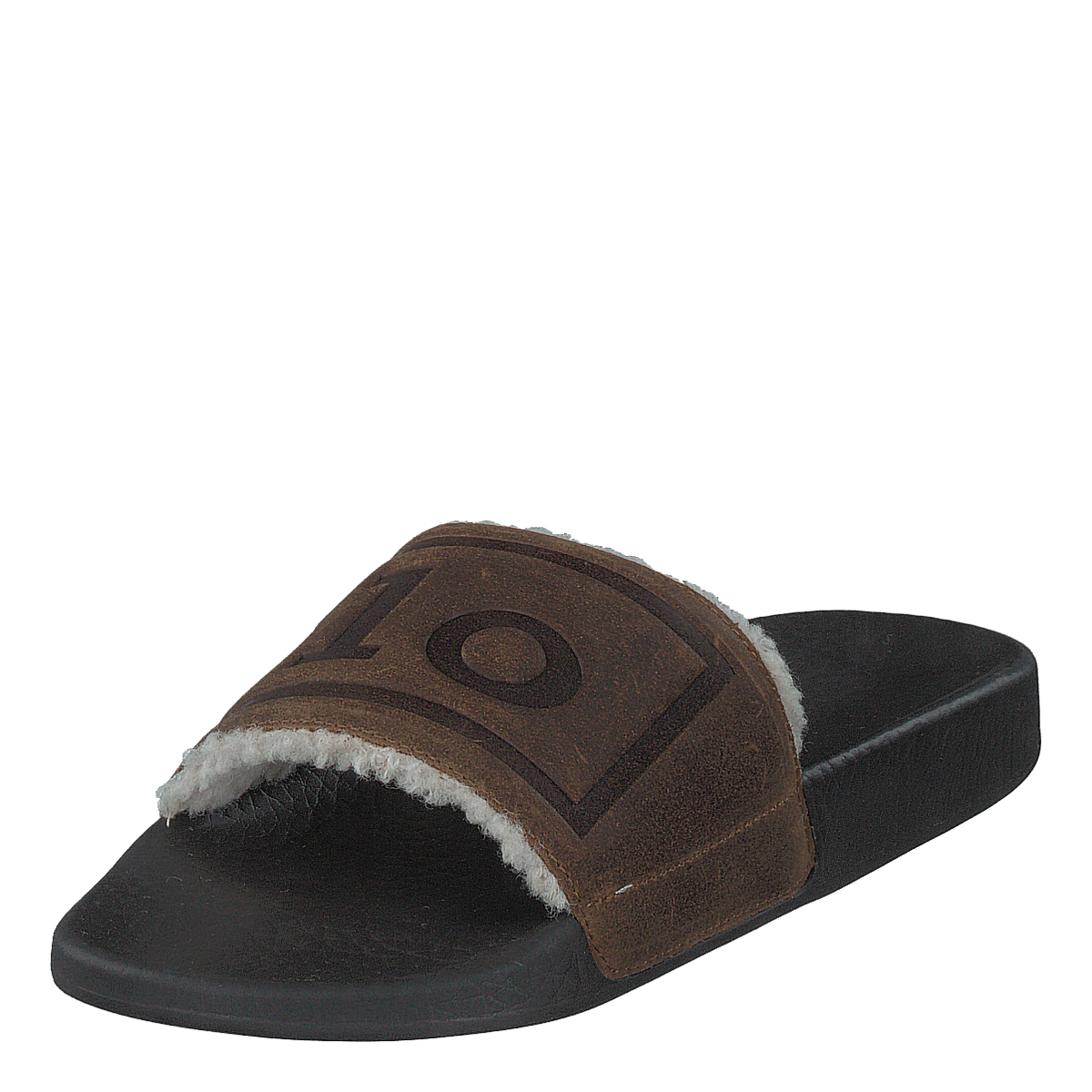 Faux-Shearling–Lined Suede Slide Snuff