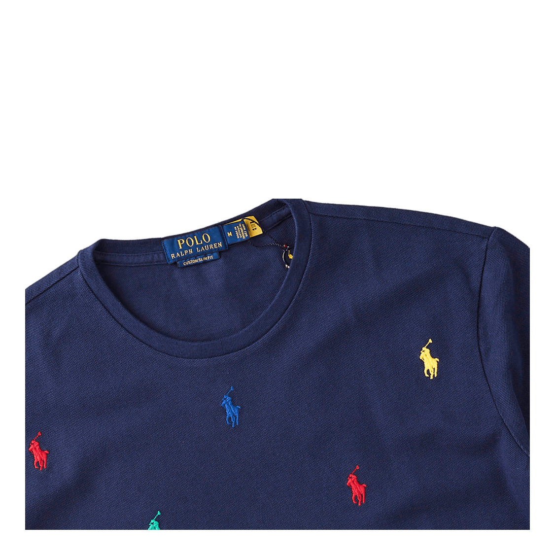 Custom Slim Fit Polo Pony Mesh T-Shirt Navy