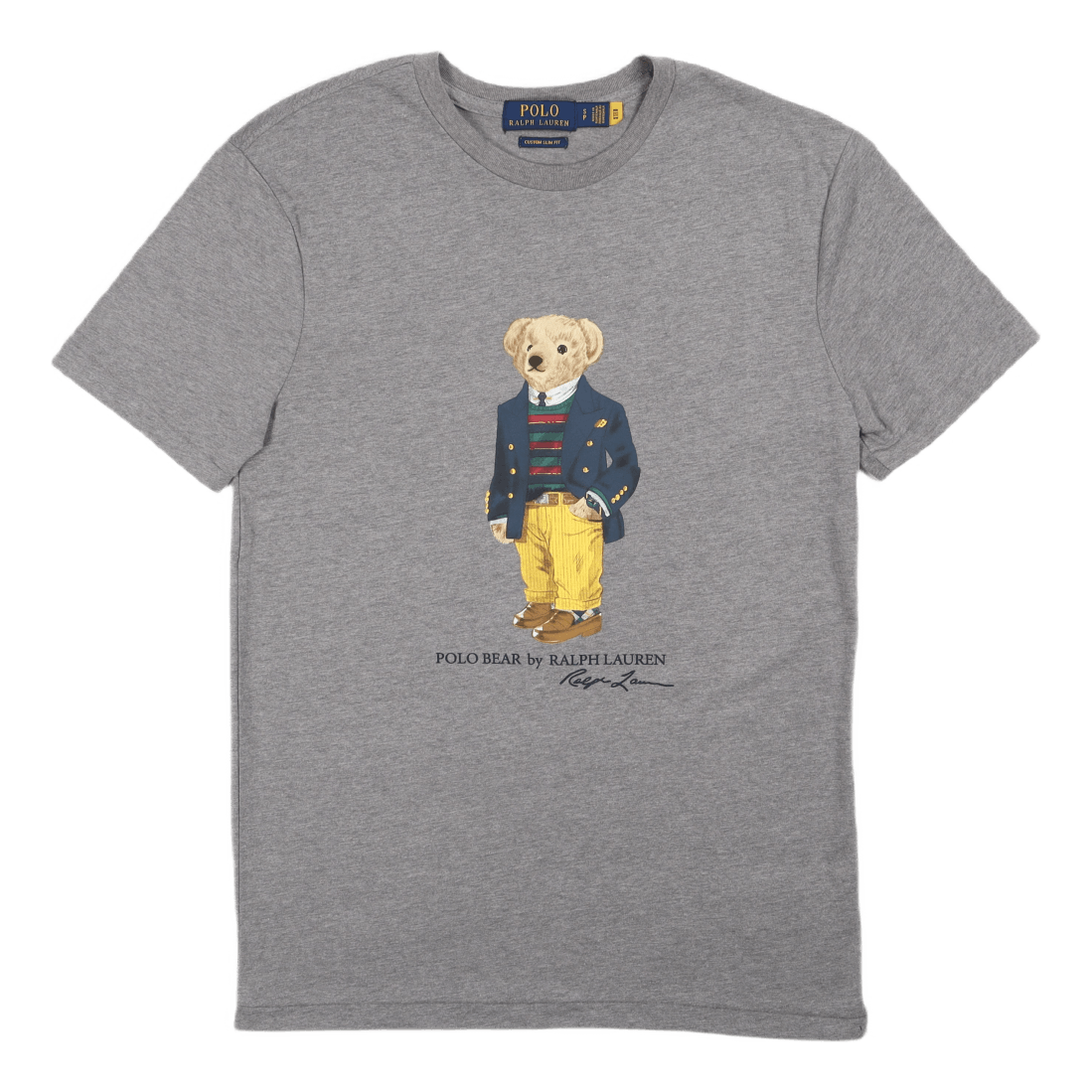 Custom Slim Fit Polo Bear Jersey T-Shirt Grey Htr