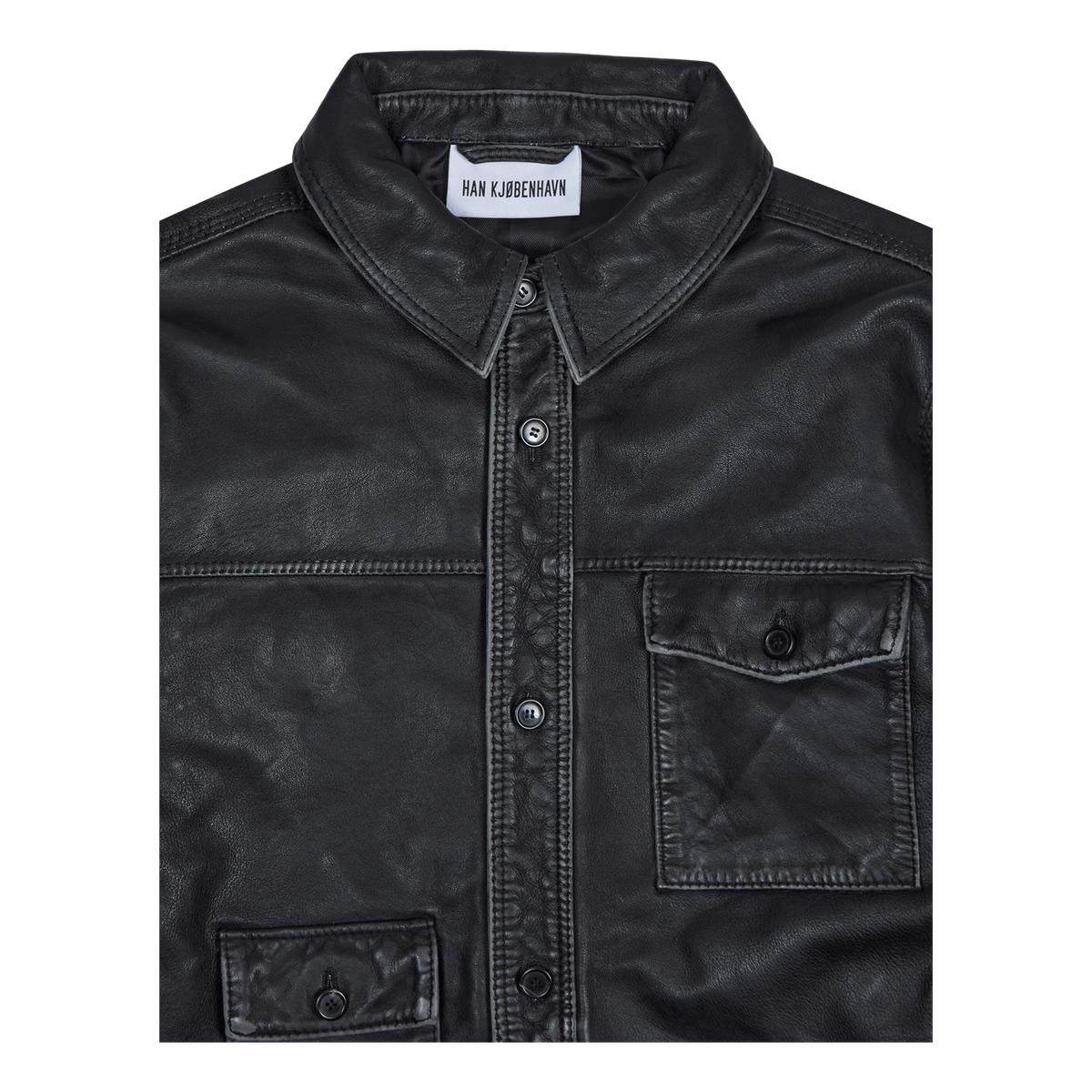 Army Shirt Black Leather
