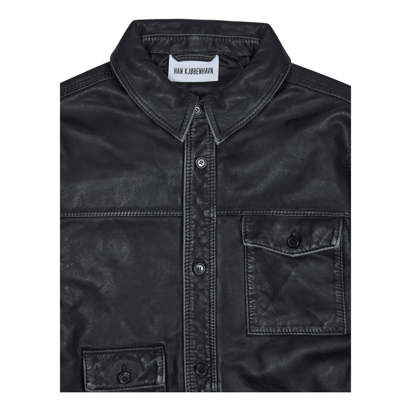 Army Shirt Black Leather