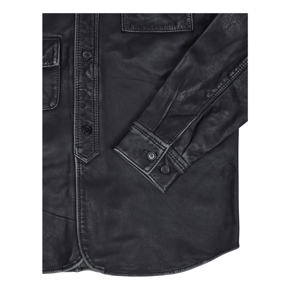 Army Shirt Black Leather