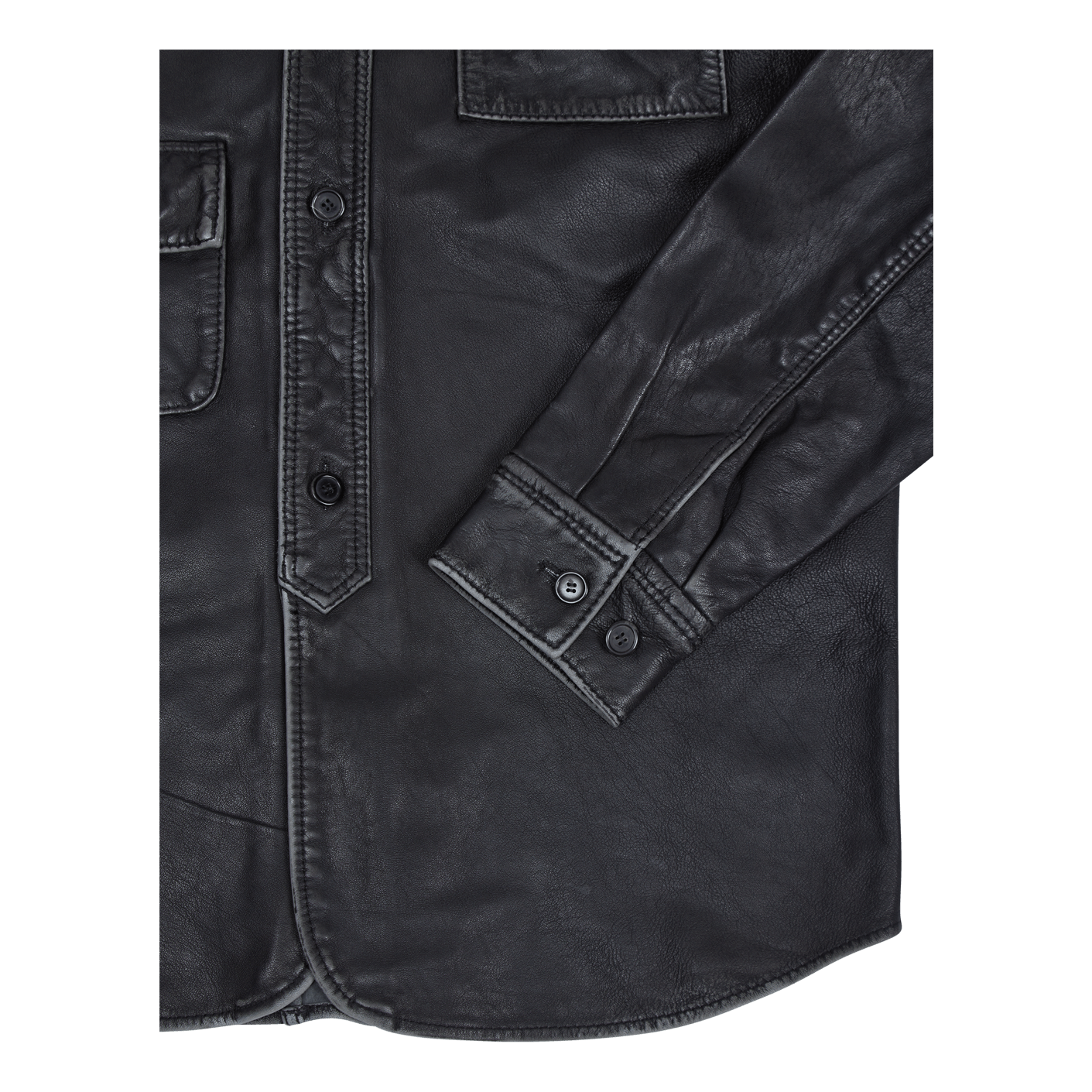 Army Shirt Black Leather