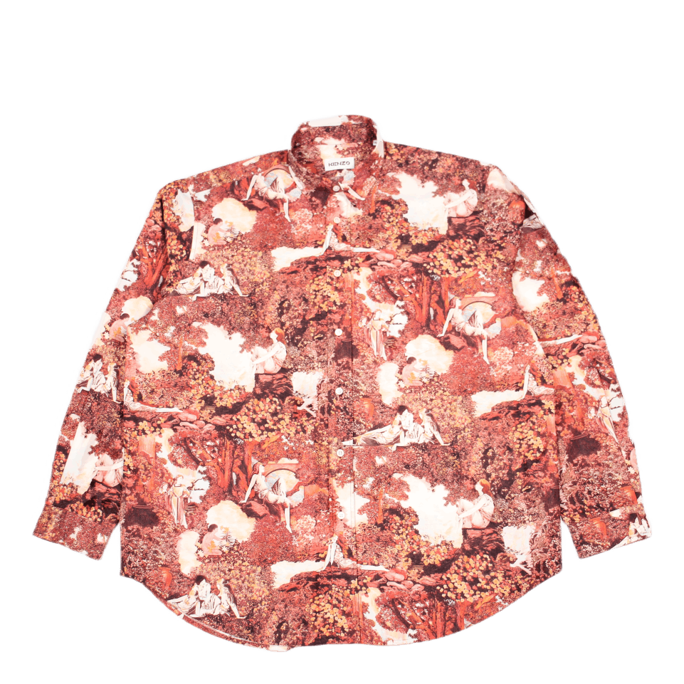 Printed Long Casual Shirt Dark Rose