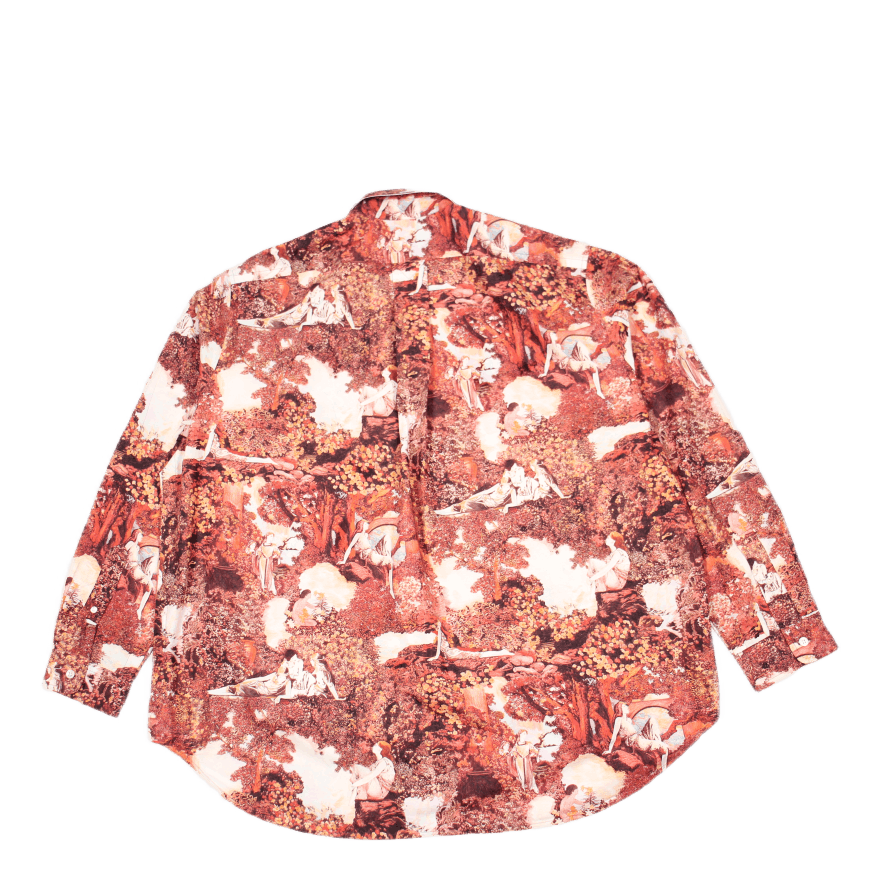 Printed Long Casual Shirt Dark Rose