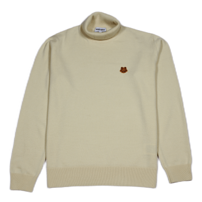 Tiger Crest Turtleneck Jumper Cream