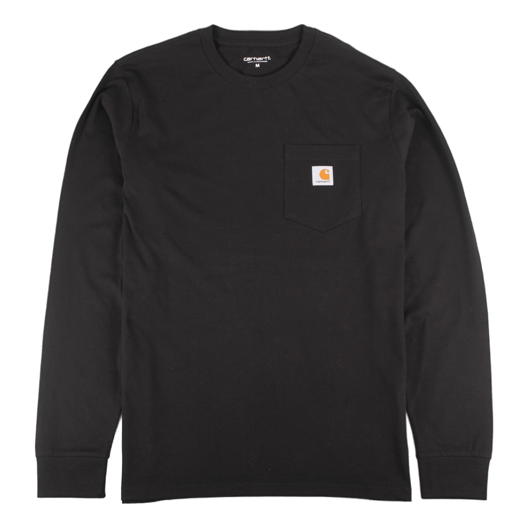 L/s Pocket T-shirt Cotton Sing Black