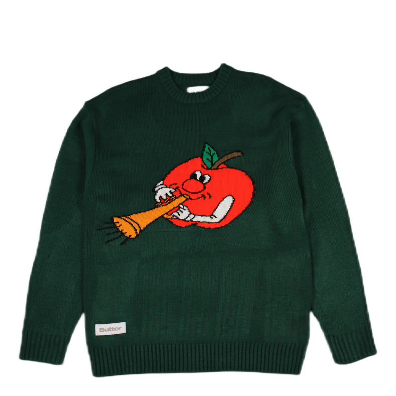 Apple Knitted Sweatshirt Forest Green