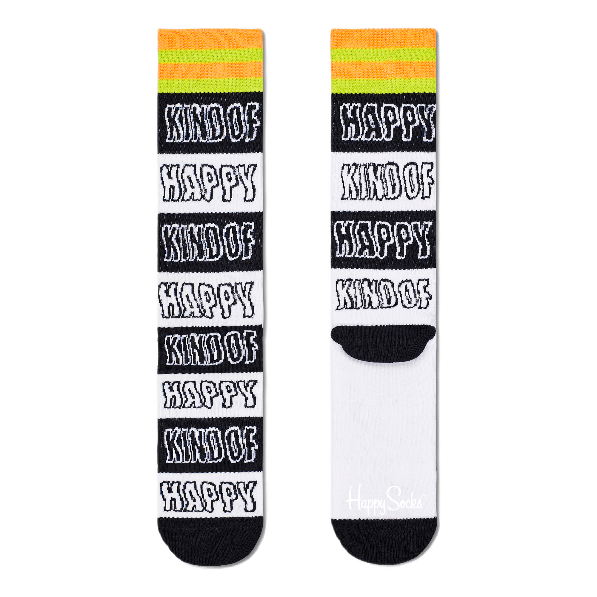 Happy Stripe Crew Sock White