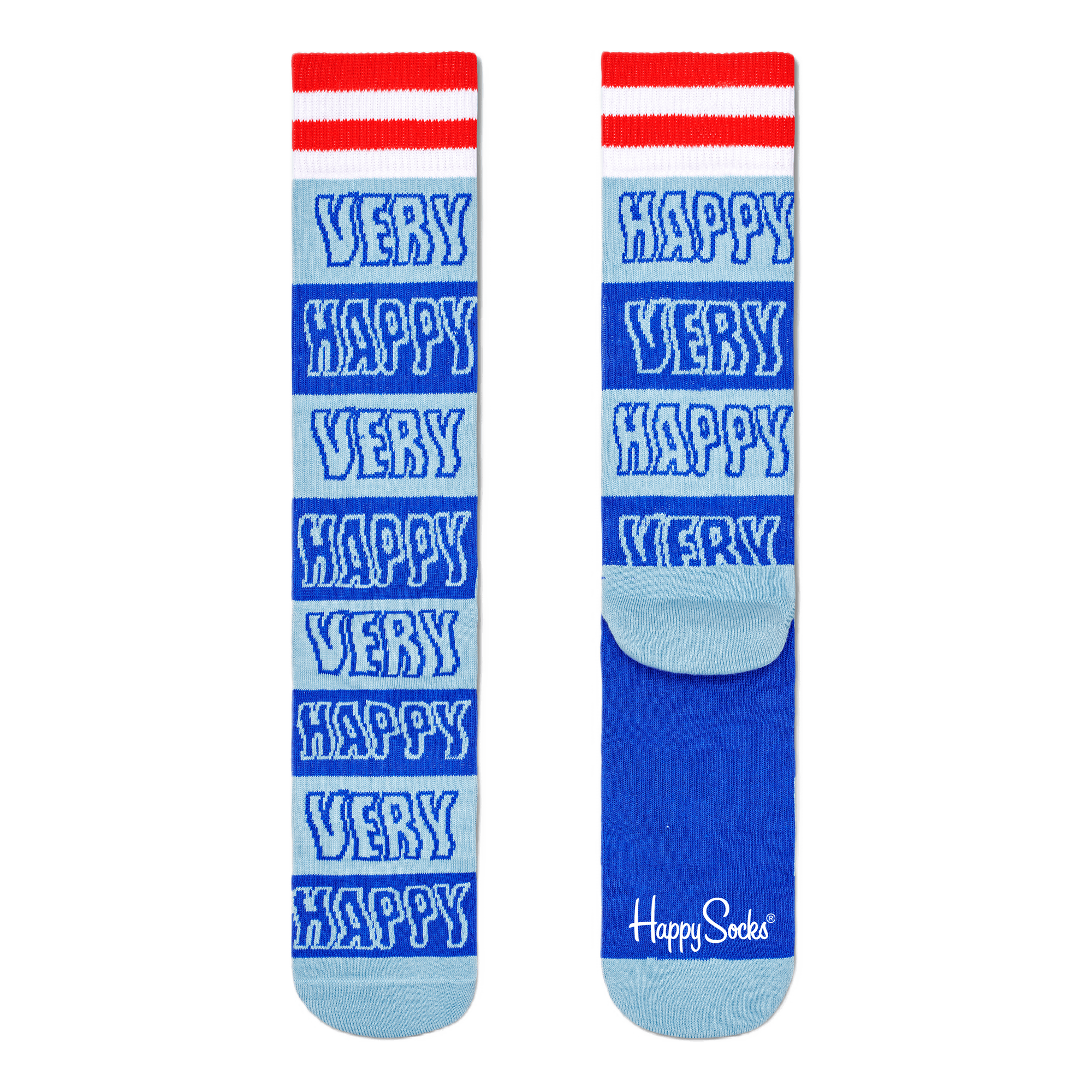 Happy Stripe Crew Sock Medium Blue