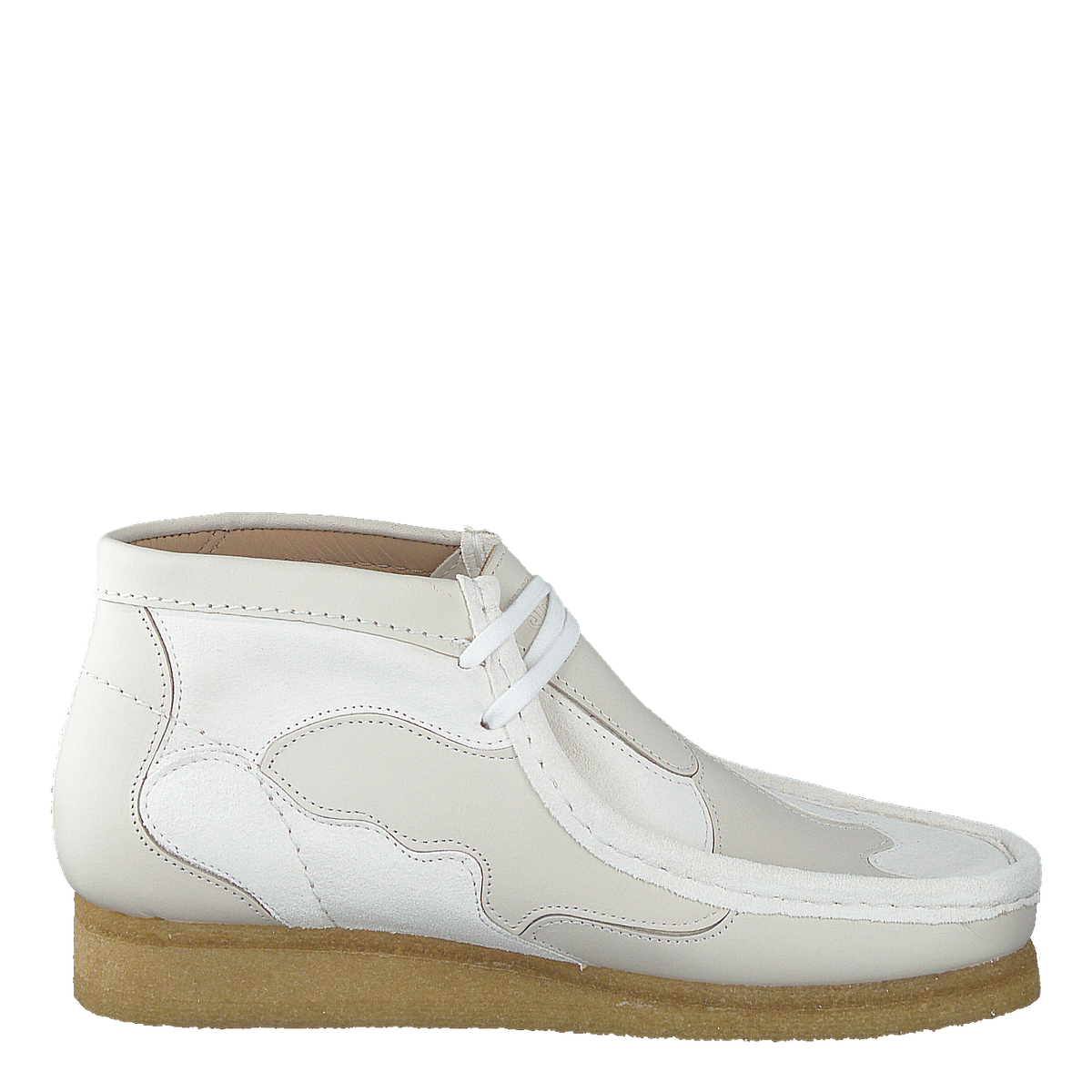All white top clarks wallabees