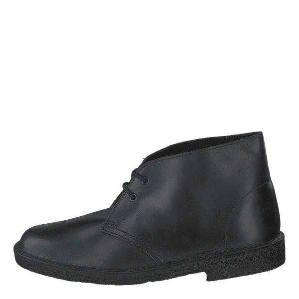 Clarks desert boot online black smooth leather