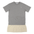 Dual Material T-shirt Dress Pearl Grey