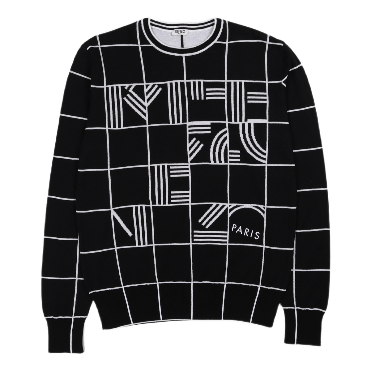 Window Checks Sweater Black