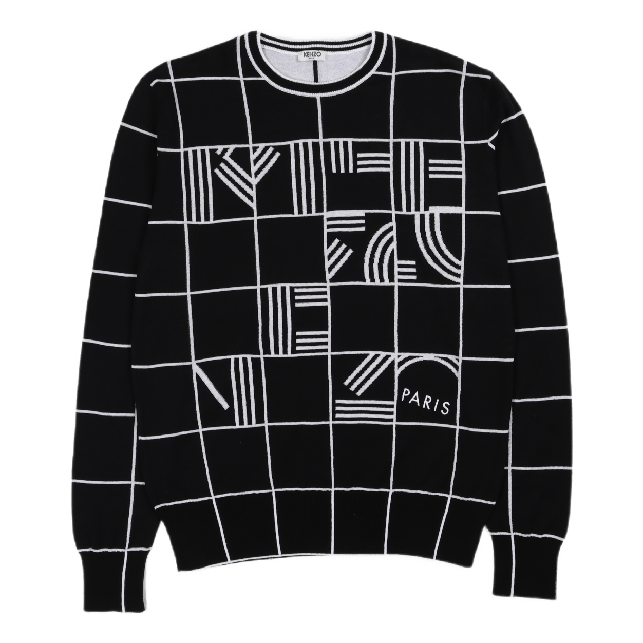 Window Checks Sweater Black