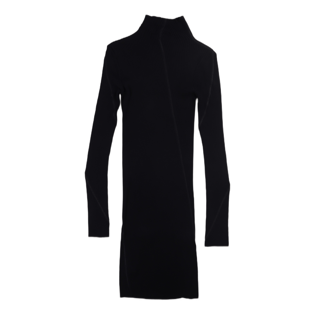 Cotton Rib High Neck Dress Black