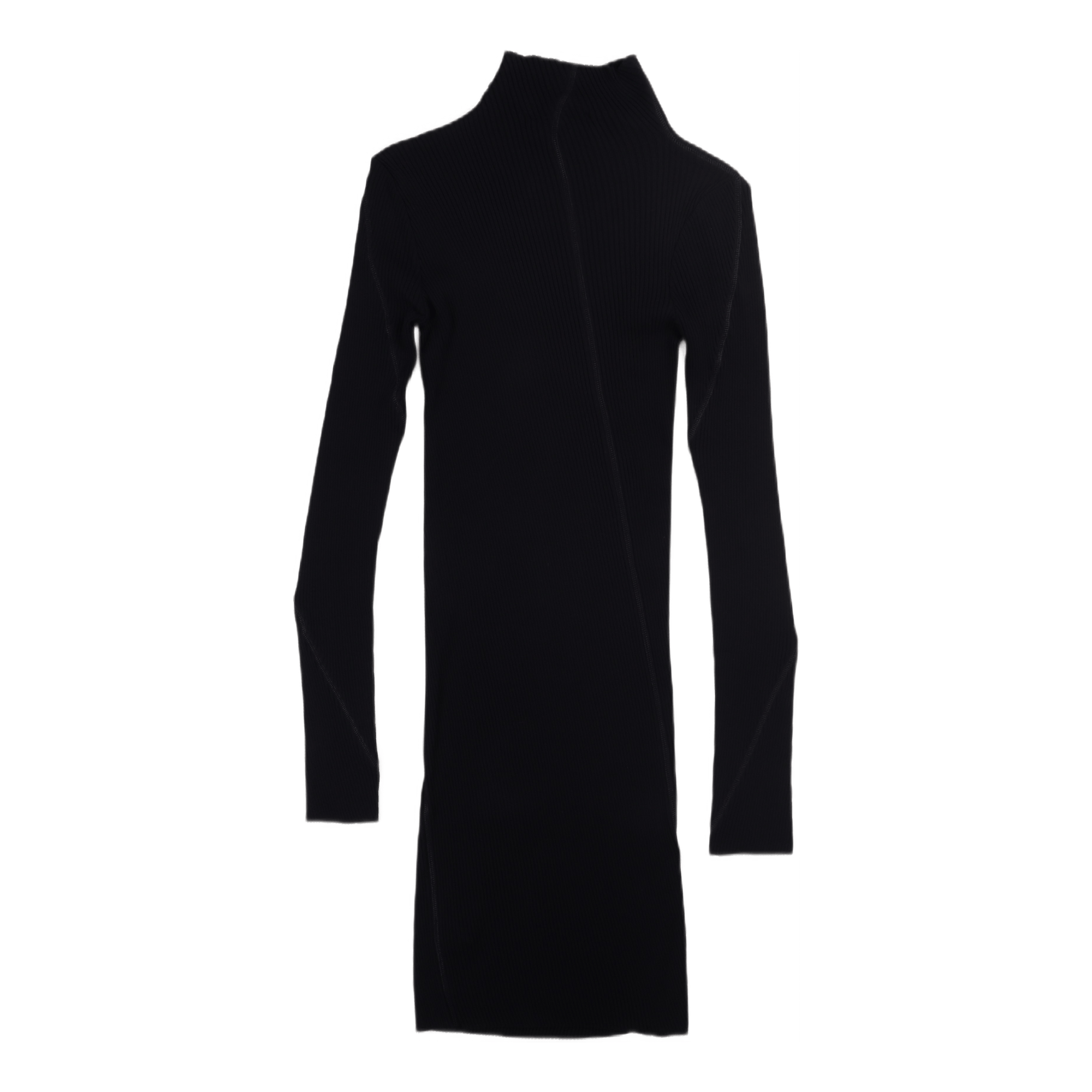 Cotton Rib High Neck Dress Black