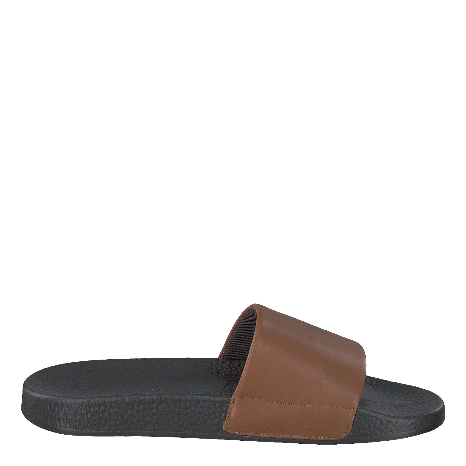 Signature Pony Leather Slide Dk Brown/Snuff