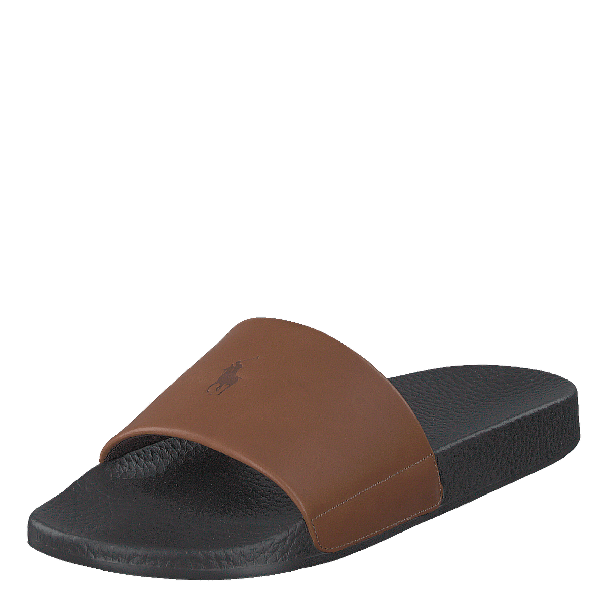 Signature Pony Leather Slide Dk Brown/Snuff