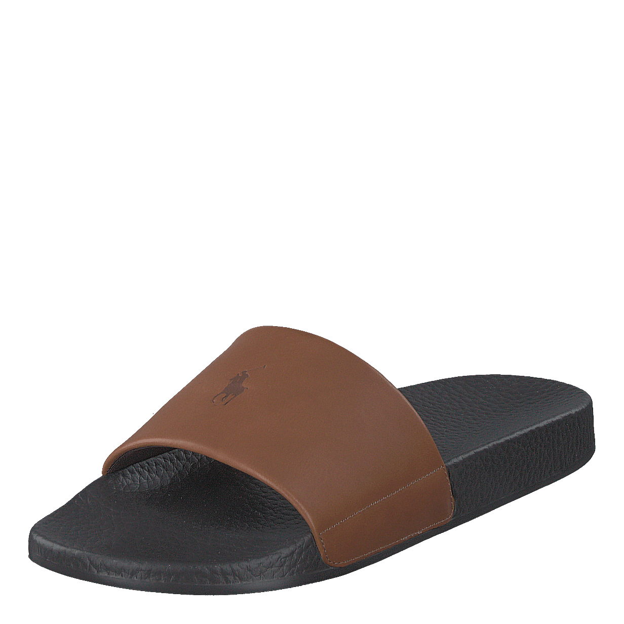 Signature Pony Leather Slide Dk Brown/Snuff