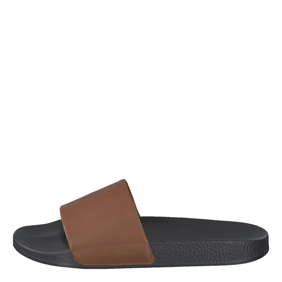 Signature Pony Leather Slide Dk Brown/Snuff