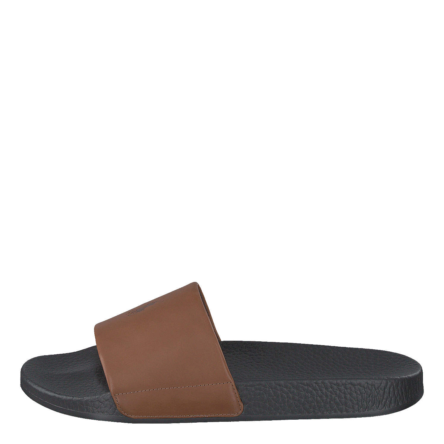 Signature Pony Leather Slide Dk Brown/Snuff