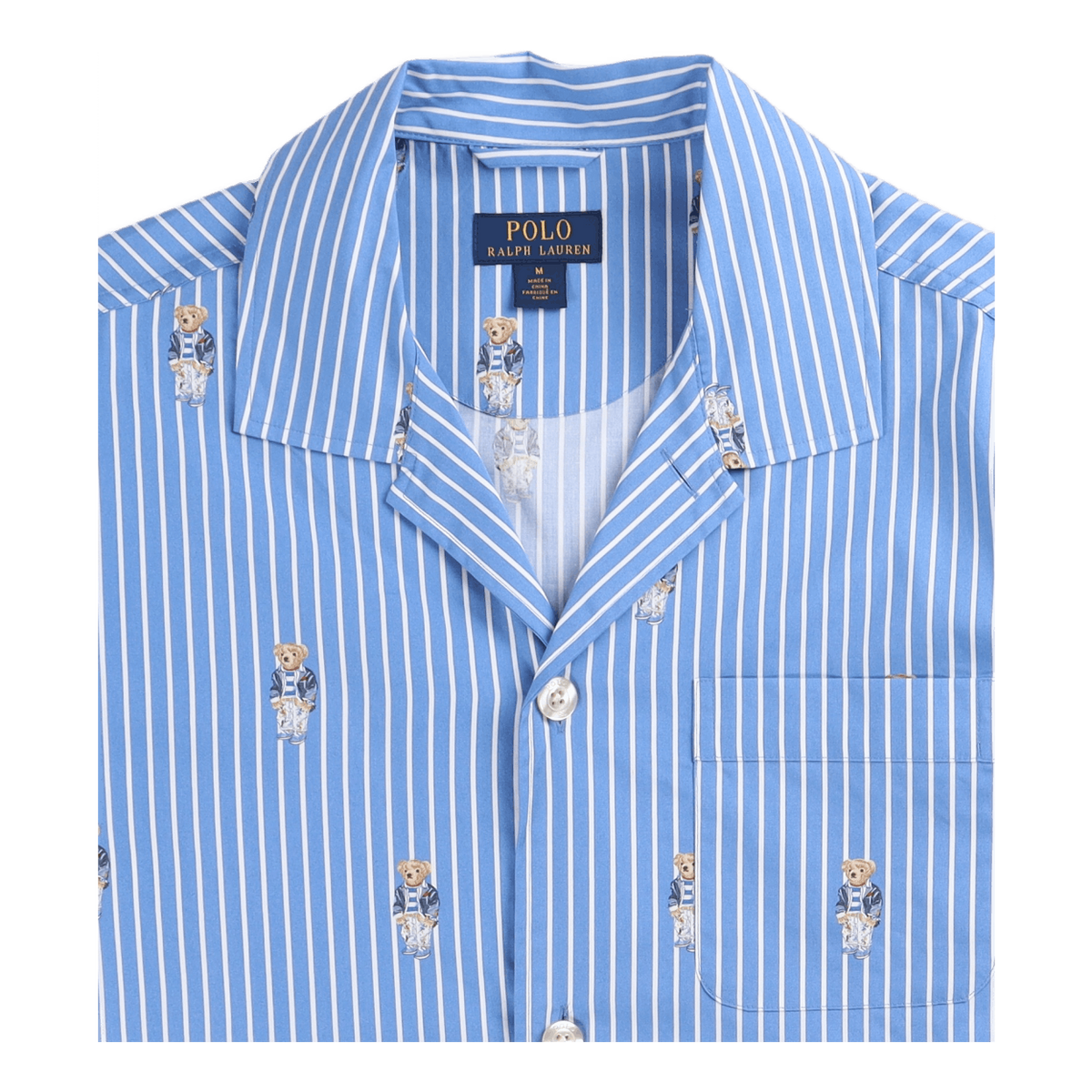 Polo Bear Striped Cotton Pajama Set Bear Stripe