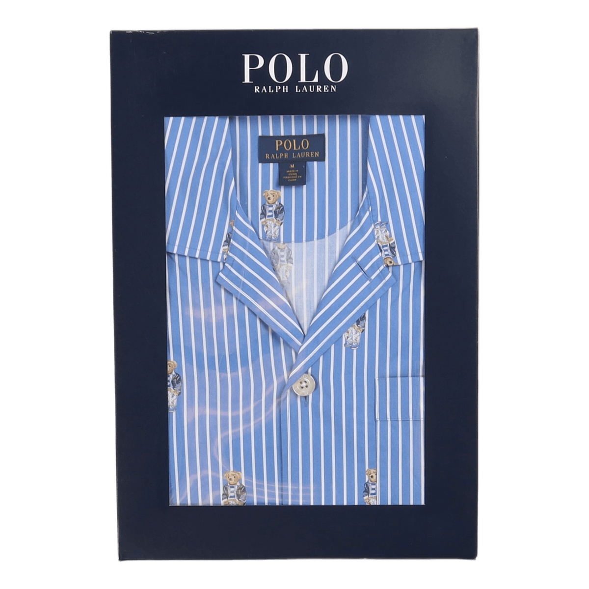 Polo Bear Striped Cotton Pajama Set Bear Stripe