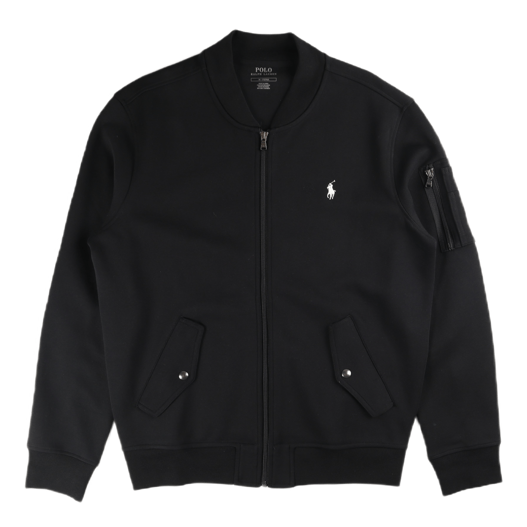 Double-Knit Bomber Jacket Polo Black