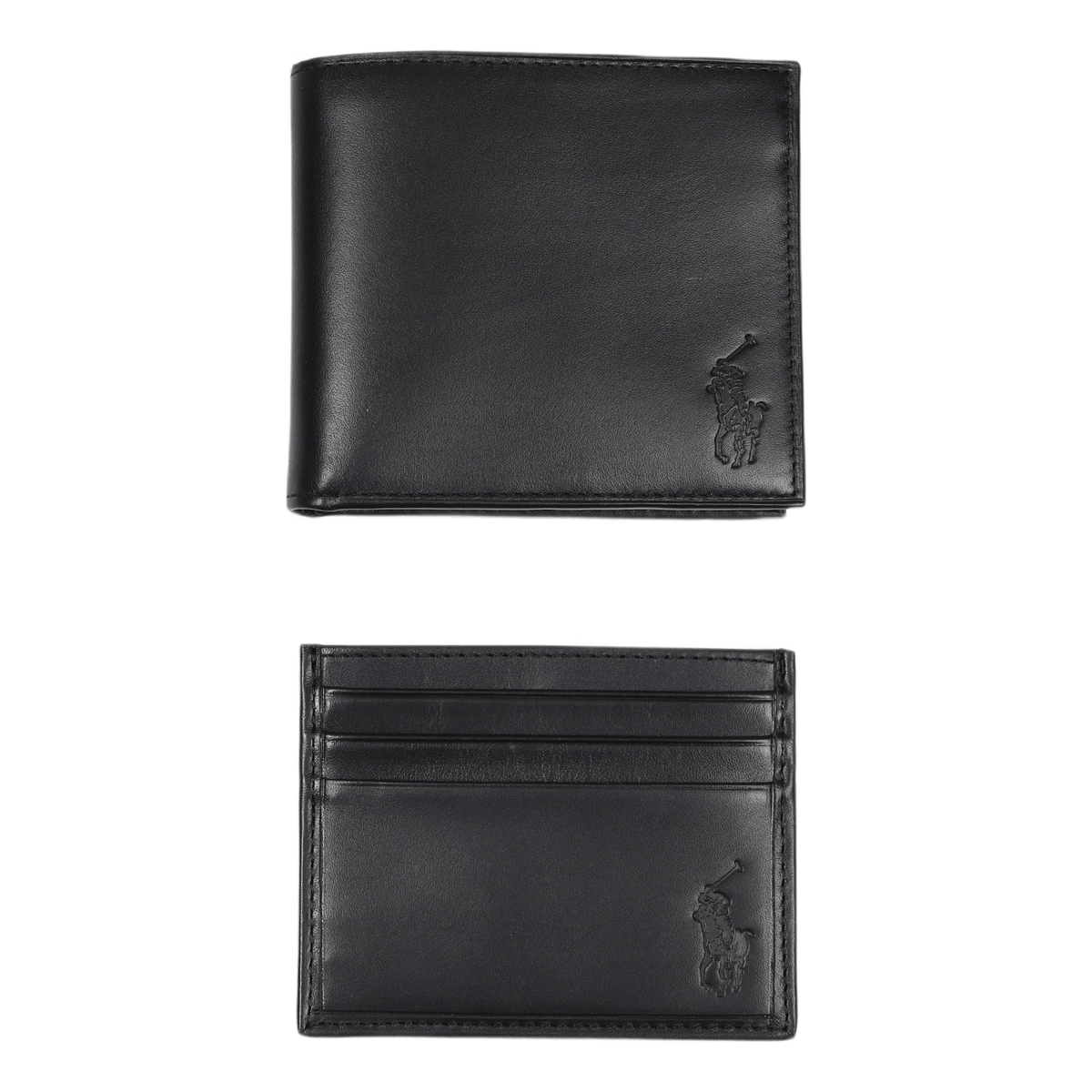 Leather Wallet &amp; Card Case Gift Set Black