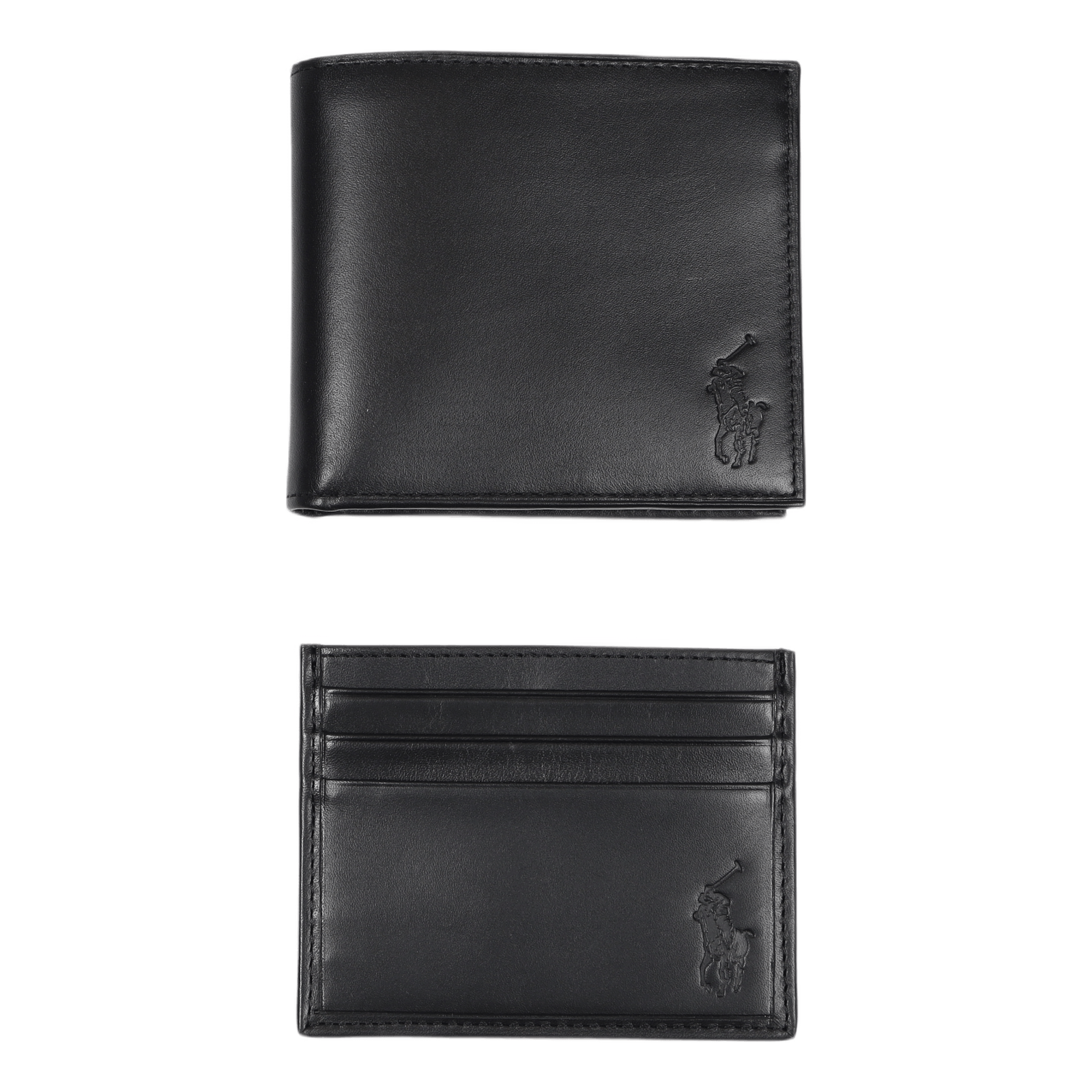 Leather Wallet & Card Case Gift Set Black