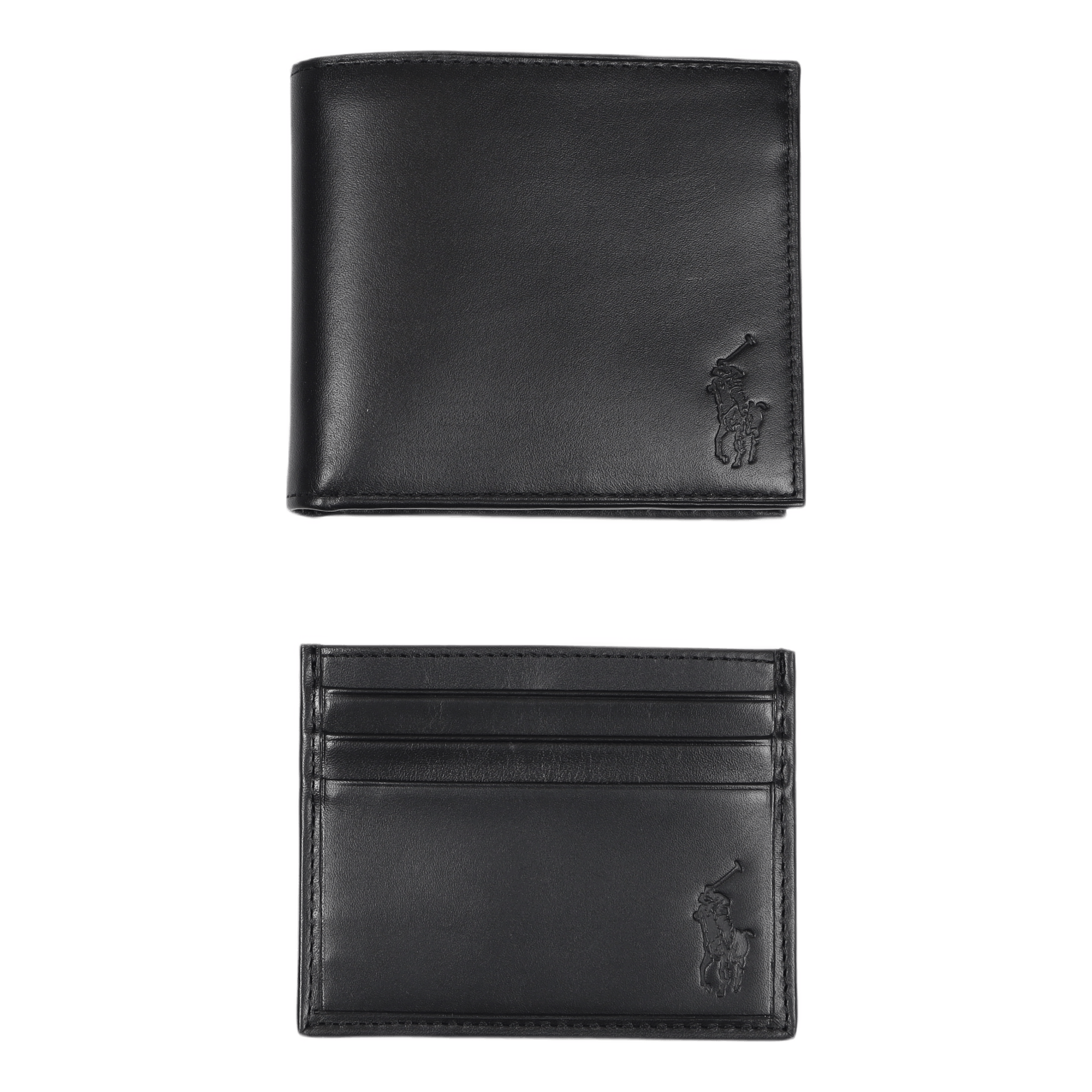 Leather Wallet & Card Case Gift Set Black