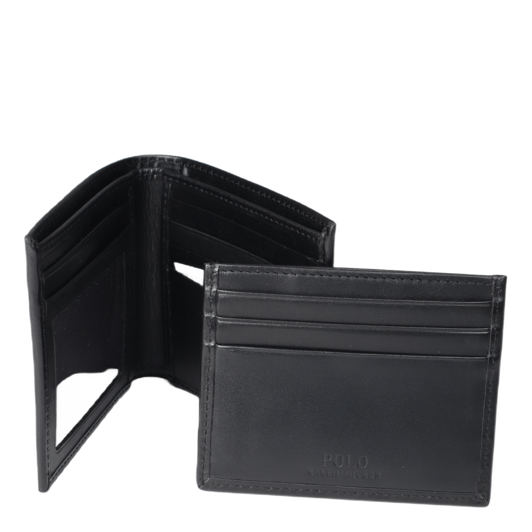 Leather Wallet & Card Case Gift Set Black