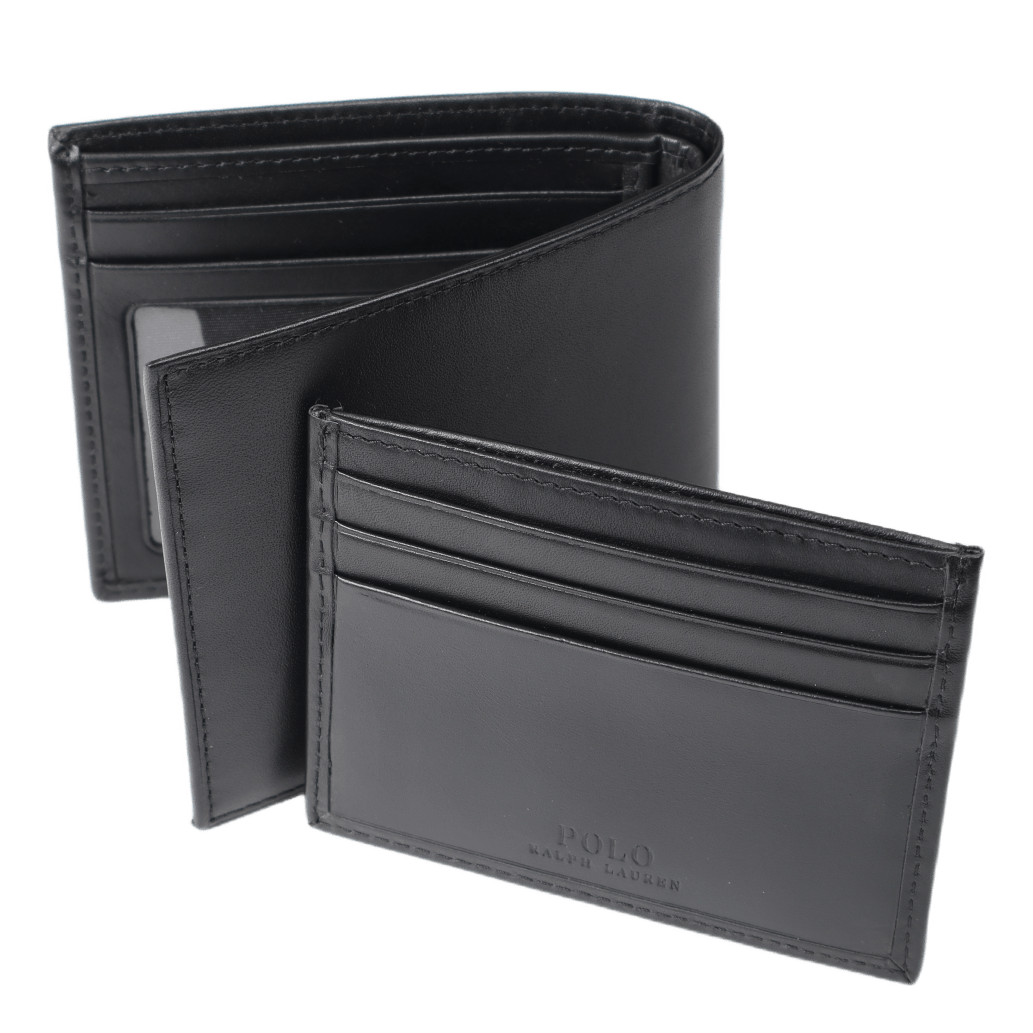 Leather Wallet & Card Case Gift Set Black