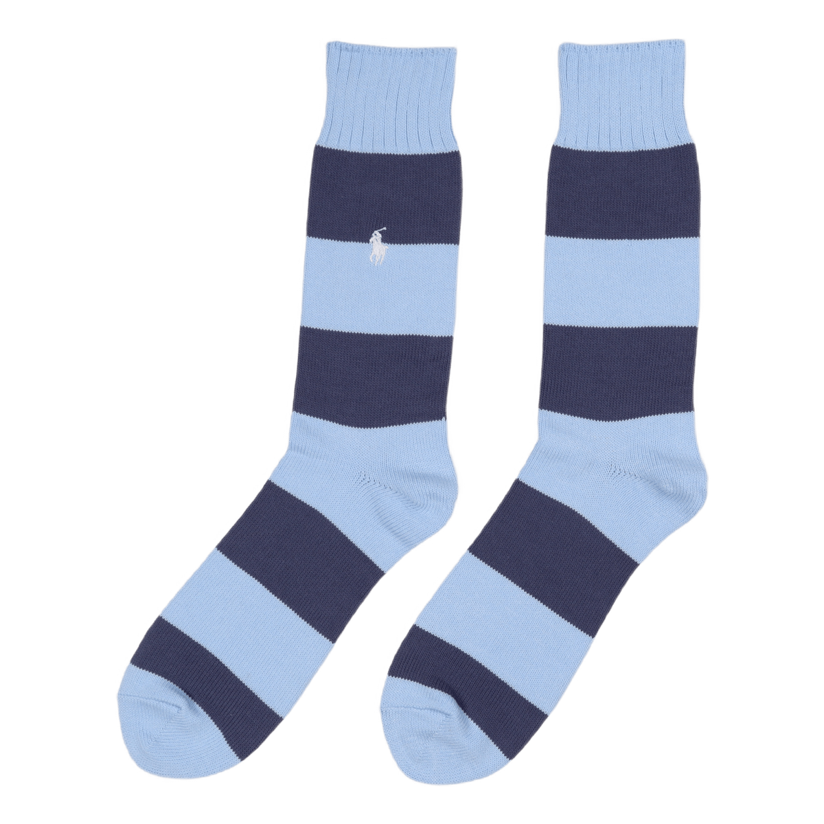 Rugby-Stripe Crew Socks Light Navy/Elite Blue