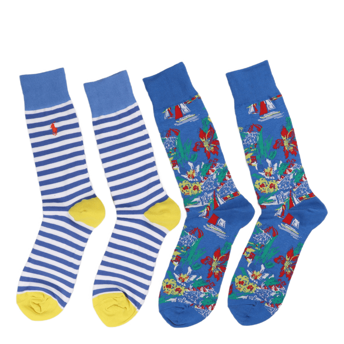 Tropical Trouser Sock 2-Pack 2Pk Multi/White Blue Stripe