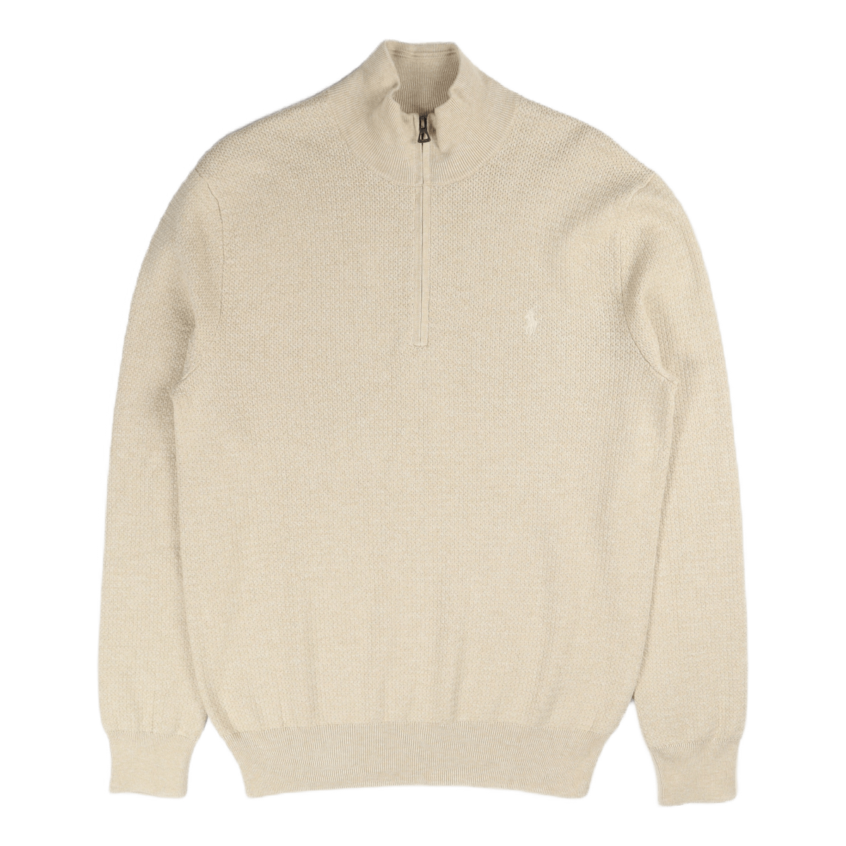 Cotton Mockneck Sweater Tallow Cream Heather