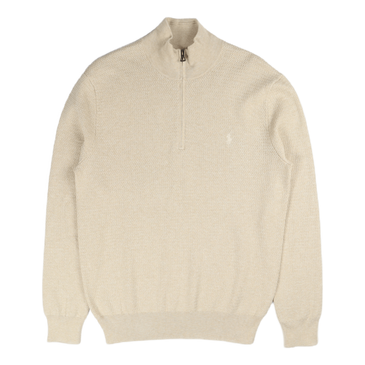 Cotton Mockneck Sweater Tallow Cream Heather