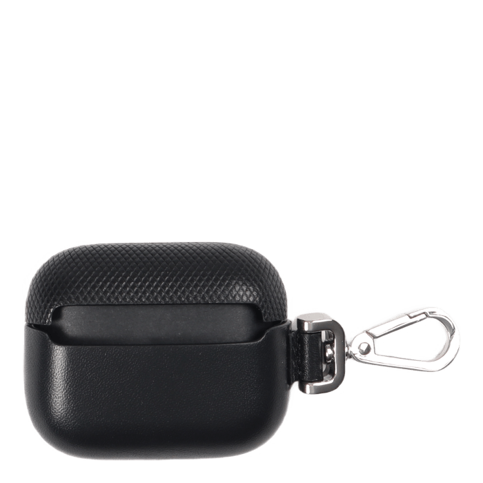 Airpods Case Leather + Carabin Black