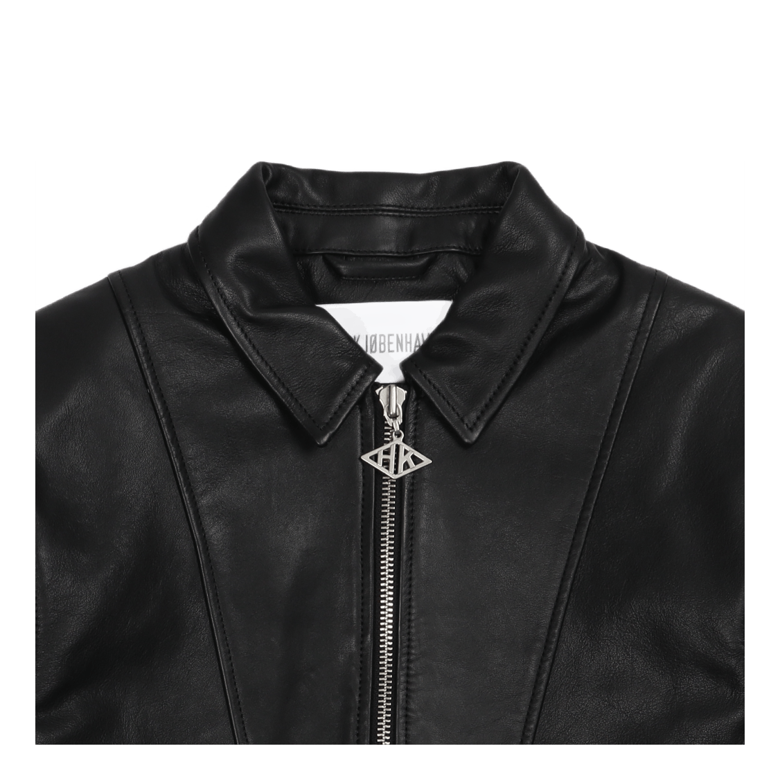 Cropped Leather Jacket Black Leather